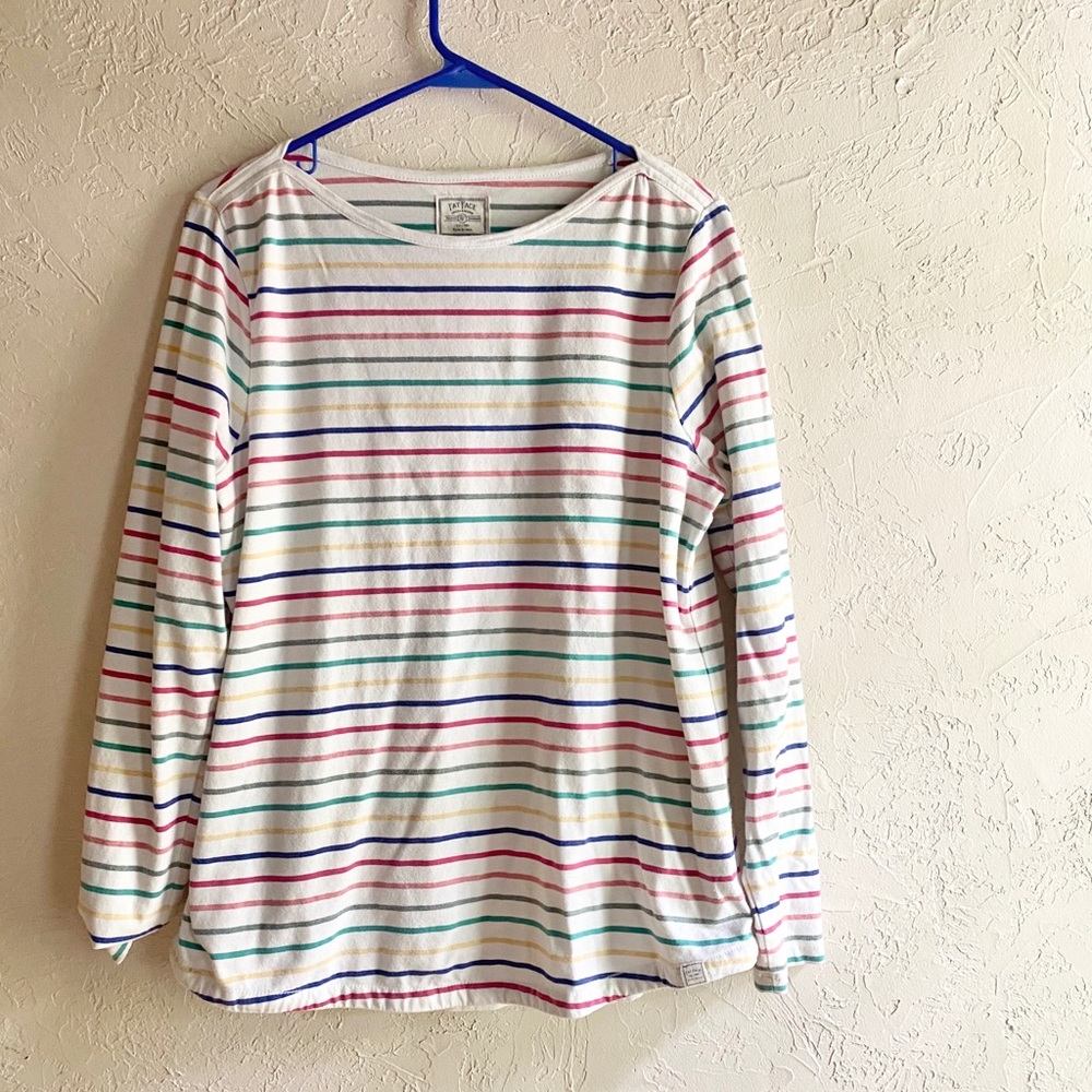 Long sleeve boat neck striped tee